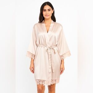 🛍️SALE🛍️ Satin Robe with Embroidered Trim